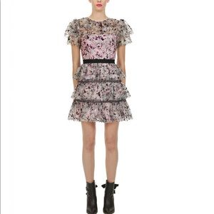 Self Portrait Constellation Mesh Tiered Mini Dress